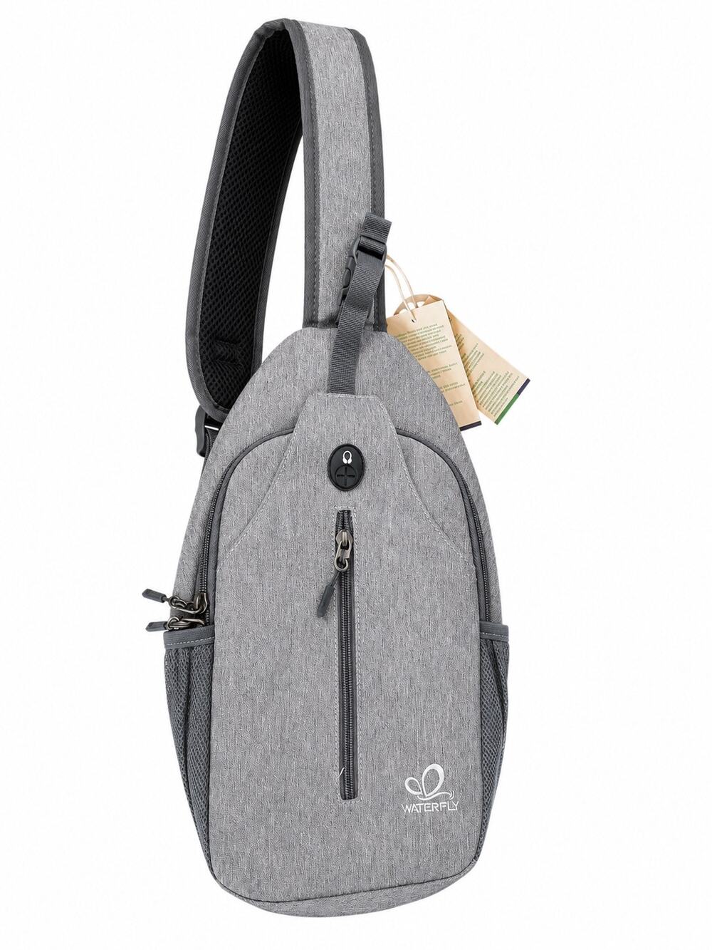 WATERFLY Gray Sling Backpack Crossbody Travel Hiking Daypack Bag NWT